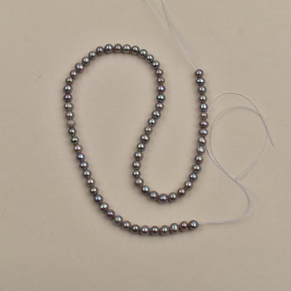1176 5-5.5 mm Near Round Grey Pearl Natural Fresh Water, Grey Loose Bead Jewelry Accessories DIY work in progress