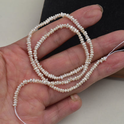 1133 natural freshwater pearls 2-3mm near round beads small flat beads loose beads DIY work in progress a string length about 38cm