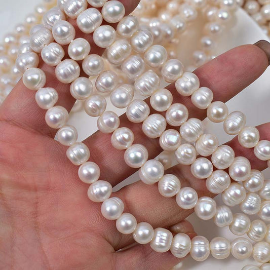 1201 Foreign Trade Source 7-8mm Natural Freshwater Thread Pearl Necklace Bracelet Raw Material
