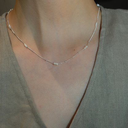 S925 sterling silver  pearl necklace femininity fashion  chain