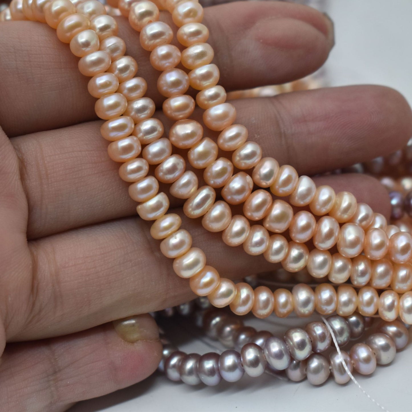 1238 good quality, flat beads 6mm DIY work in progress necklace, natural freshwater pearls