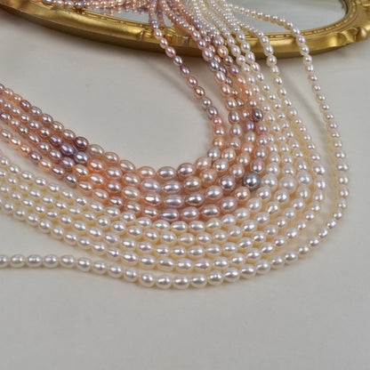 1033 High-quality Strong Light Near Flawless  Pearl Tower Chain Natural Freshwater Rice Pearl DIY Necklace