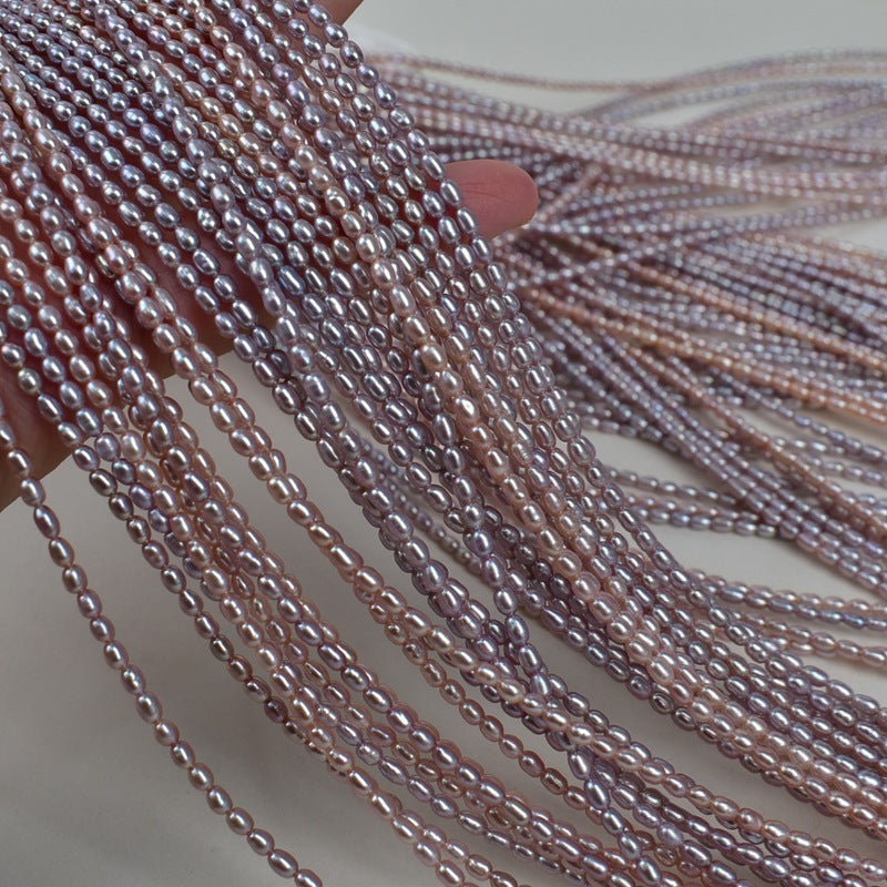 1057 natural freshwater purple rice beads 2-3mm small pearls