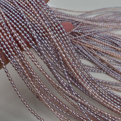 1057 natural freshwater purple rice beads 2-3mm small pearls