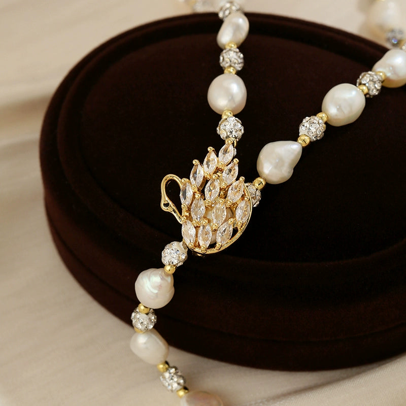 Natural Baroque Pearl Necklace Women's Premium Small Fragrant Wind Autumn and Winter Long Swan Sweater Chain Wear more than one