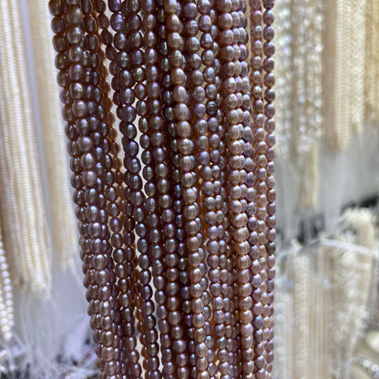 1056 Natural Freshwater Pearl 3-4mm Purple Rice Beads