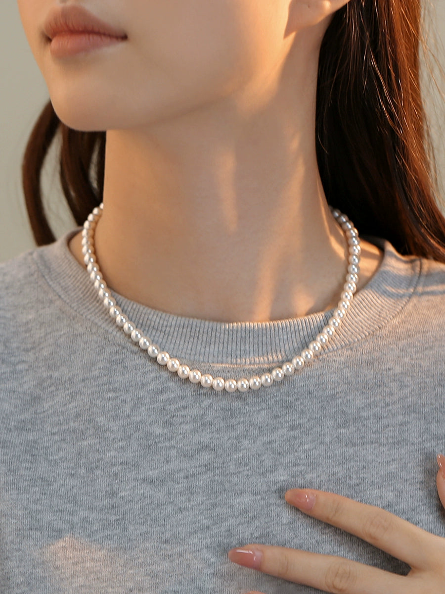 pearl necklace women's 2mm ultra-fine baby stacked