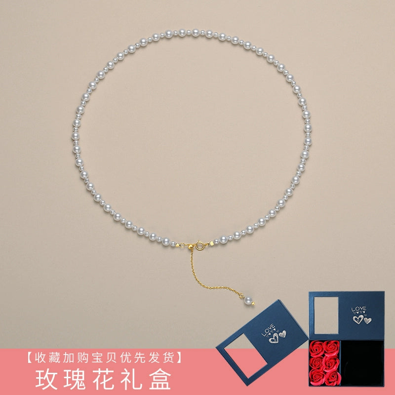 Baby bead necklace size pearl women's round strong light natural freshwater gypsy