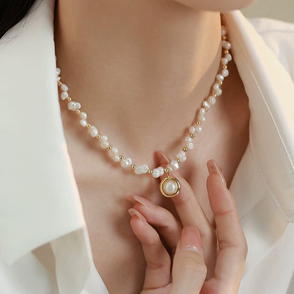 French Vintage Natural Baroque Pearl Necklace Ladies Premium Different Beads