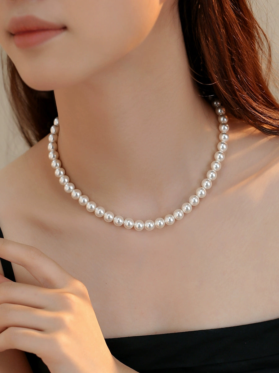 Pearl Necklace Women's 8mm 2025 New Popular Stacked Wear