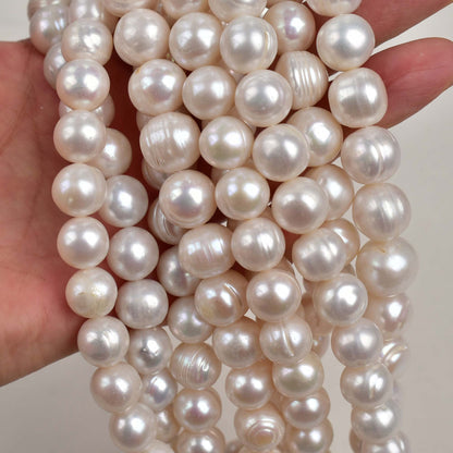 1179 large particles about 12mm white, pearl DIY freshwater pearl loose bead necklace work in progress