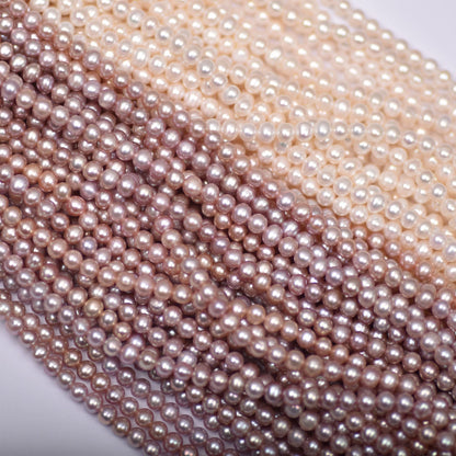 1134 Natural Freshwater Pearl 4-5mm Egg Type Near Round Bead Rare Purple Beaded Loose Bead DIY