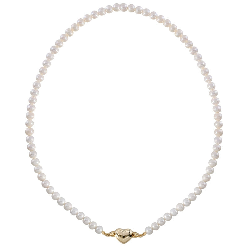 Natural freshwater pearl love necklace, women's design sense collarbone Valentine's Day gift for ladies