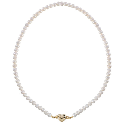 Natural freshwater pearl love necklace, women's design sense collarbone Valentine's Day gift for ladies