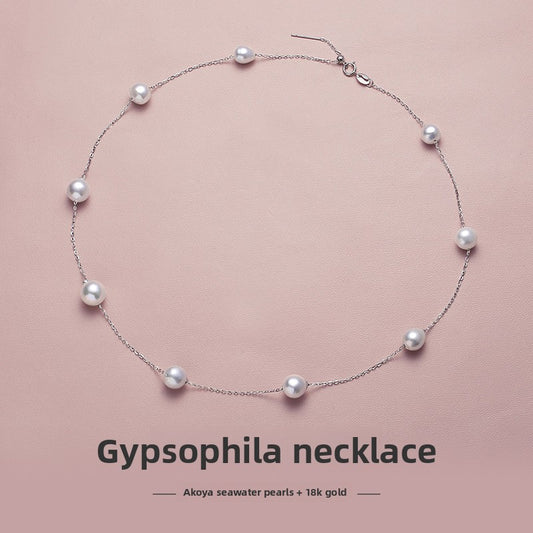 Freshwater pearl necklace lady real multi-hemp baroque special-shaped starry gray gift