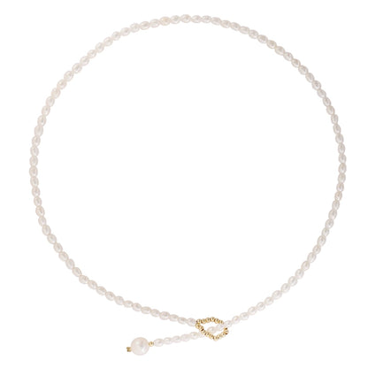 Freshwater pearl neck chain women's 14k gold bag retro simple style Internet celebrity short millet beads fairy super fairy collarbone chain