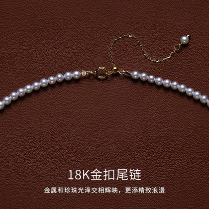 Necklace Ladies Positive Round Extremely Strong Light High-grade Natural Freshwater Baby Pearl Full Bead Chain