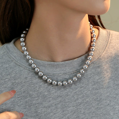 silver gray pearl necklace women's French retro premium autumn and winter sweater chain