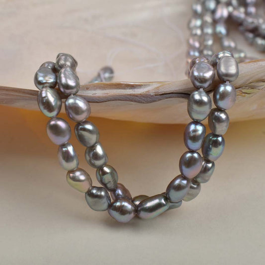 1315 Baroque Pearl Necklace Silver Grey work in progress DIY natural pearls