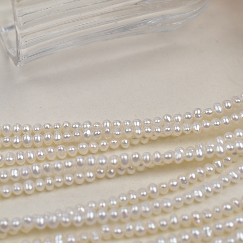 1142 natural freshwater strong light 3-4mm round pearl necklace jewelry work in progress