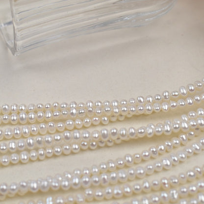 1142 natural freshwater strong light 3-4mm round pearl necklace jewelry work in progress
