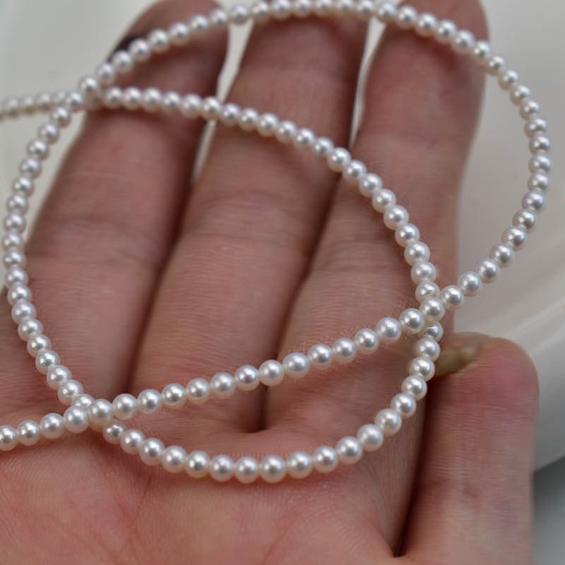 1113 new 3-4mm white bright strong light near round pearl natural freshwater pearl