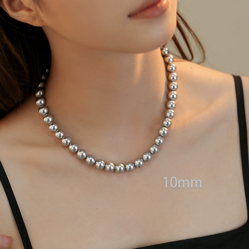 silver gray pearl necklace women's French retro premium autumn and winter sweater chain