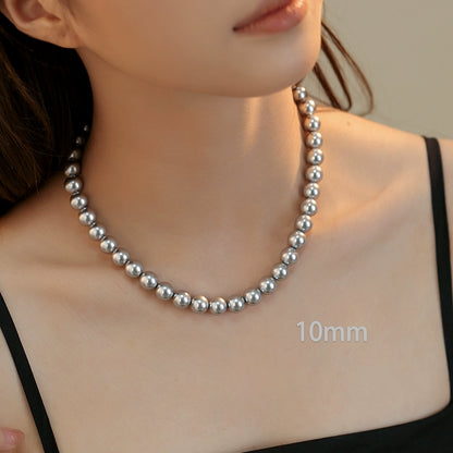 silver gray pearl necklace women's French retro premium autumn and winter sweater chain