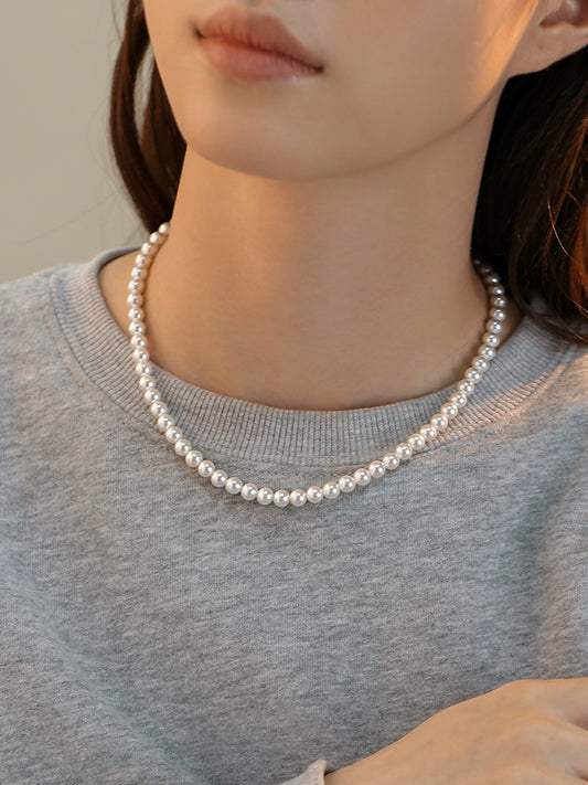 pearl necklace women's 6mm model 2025 new popular stacking wear