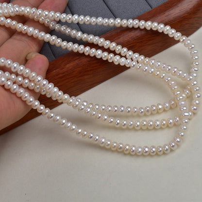 1227 new 4-5mm white powder purple thick flat beads, freshwater pearl loose beads pearl DIY handmade materials
