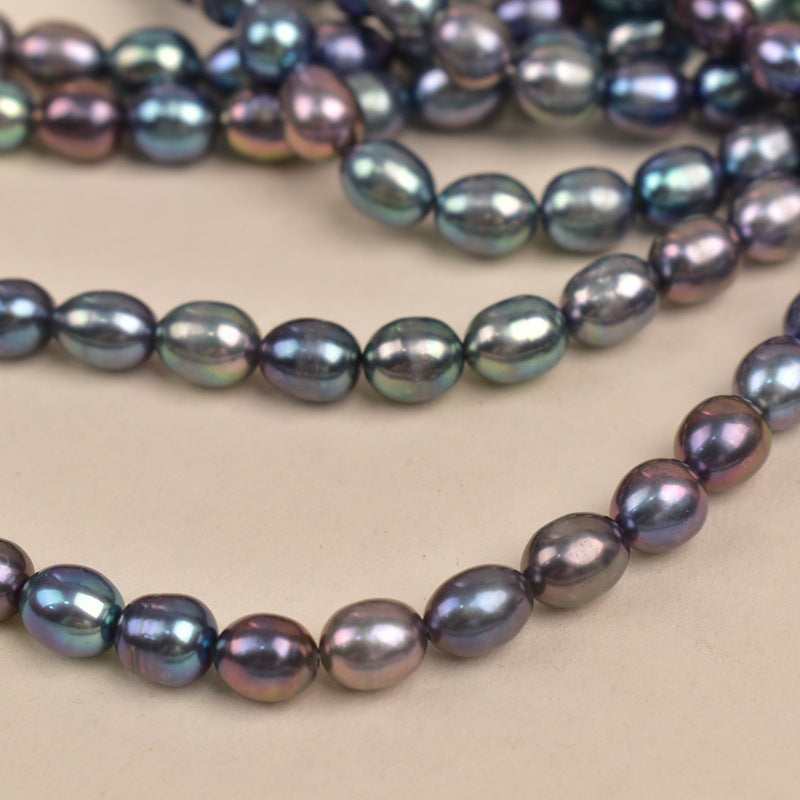 1022 7-8Mm Rice Beads Malachite Green Natural Freshwater Pearl