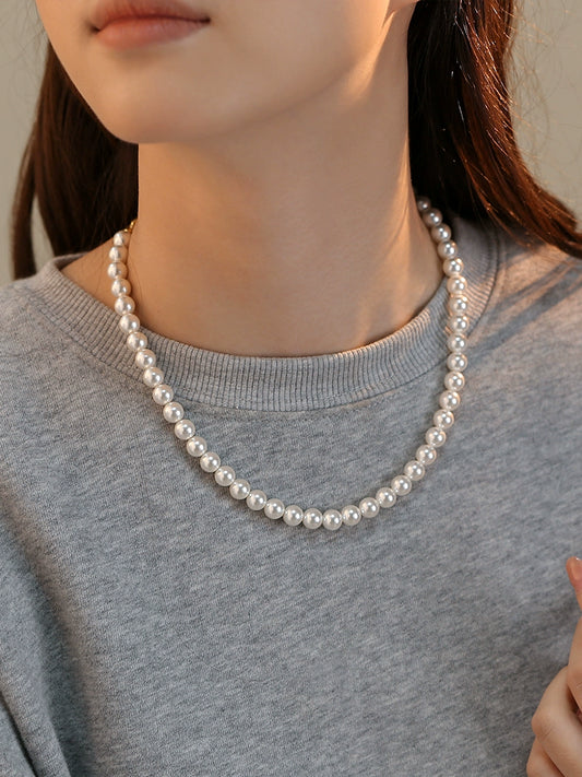 Pearl Necklace Women's 8mm 2025 New Popular Stacked Wear