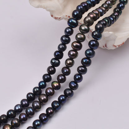 1117 natural freshwater pearl 8-9mm punch black egg-shaped freshwater pearl work in progress DIY handmade materials wholesale