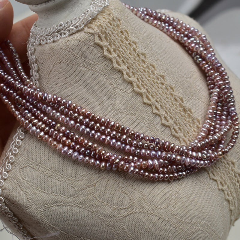 1212 3-4MM Purple Natural Freshwater Pearls DIY Jewelry