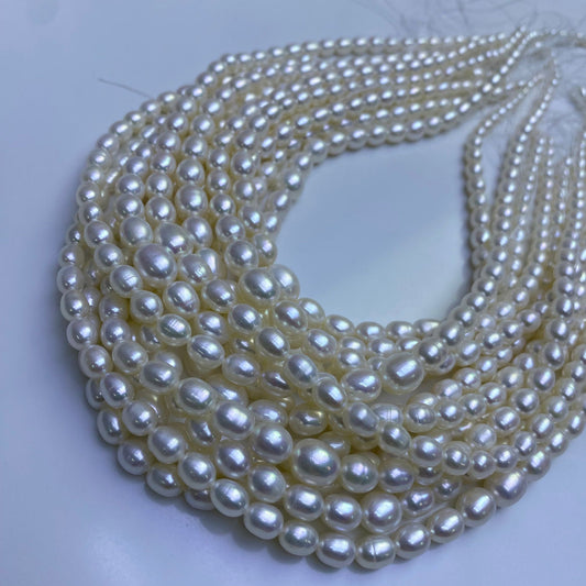 1023 Natural Freshwater Rice Pearl Necklace Tower Chain 4-6-8 mm White DIY Accessories