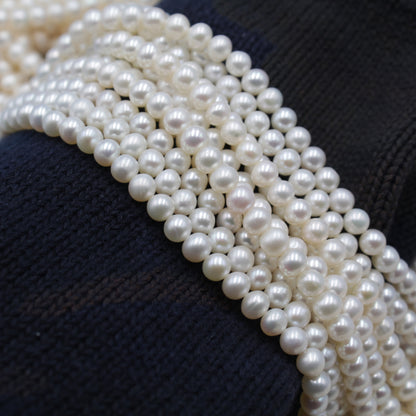 1132 new 5-5.5 mm strong light nearly round natural freshwater pearl DIY material