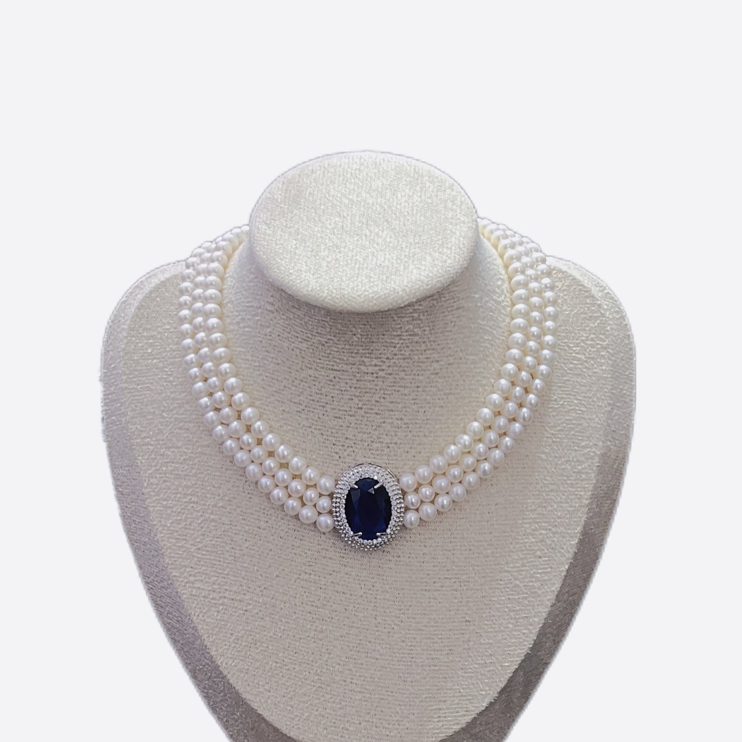 Sapphire Multi-layer Tian Fresh Water Pearl Necklace Princess Diana Lady King Collarbone