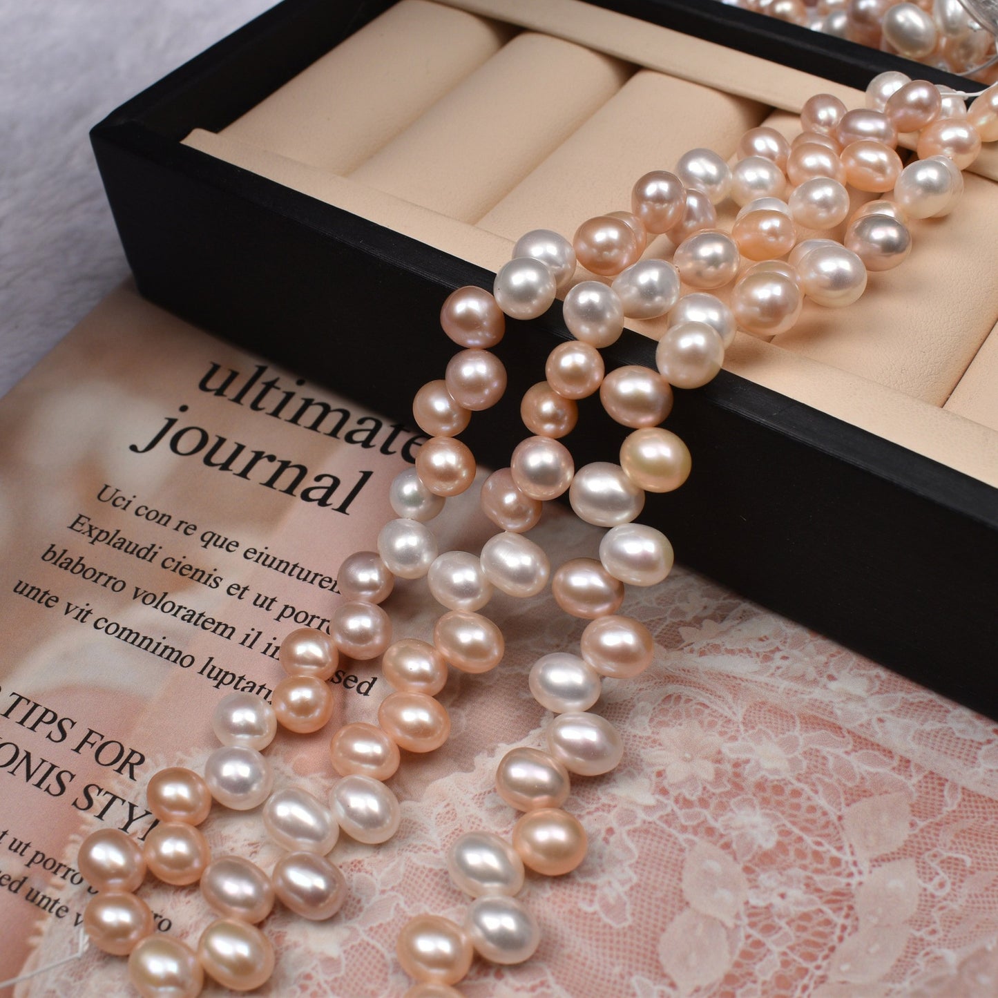 1003 Panax notogeng rice beads about 7-8mm natural freshwater pearls work in progress necklace loose beads DIY raw material accessories wholesale