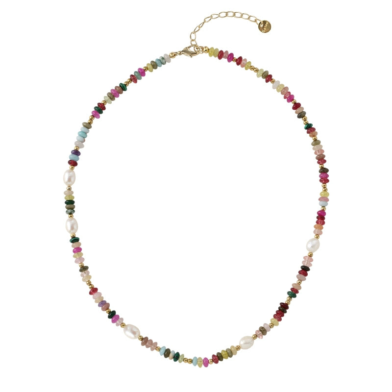 Natural Freshwater Pearl Necklace Ladies Color Dopamine Beaded Personality Bohemian