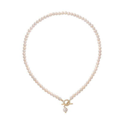 Natural freshwater pearl sweater chain necklace women's design sense 14K gold