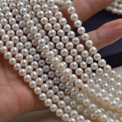 1200 Zhuji pearl 5-6mm white near-round pearl string