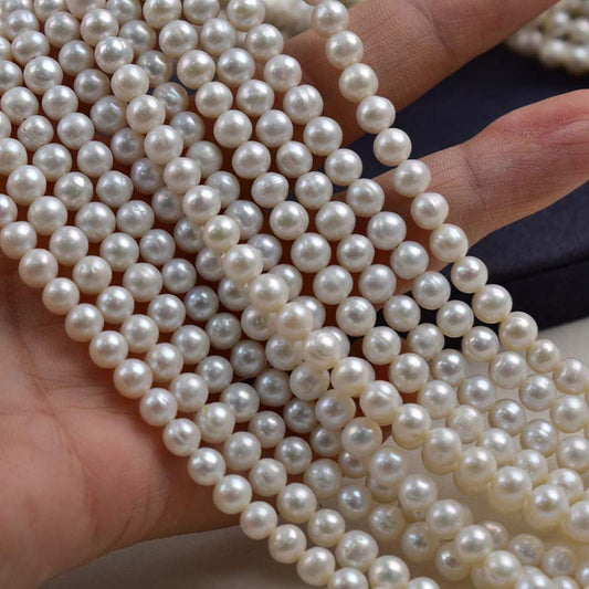 1200 Zhuji pearl 5-6mm white near-round pearl string