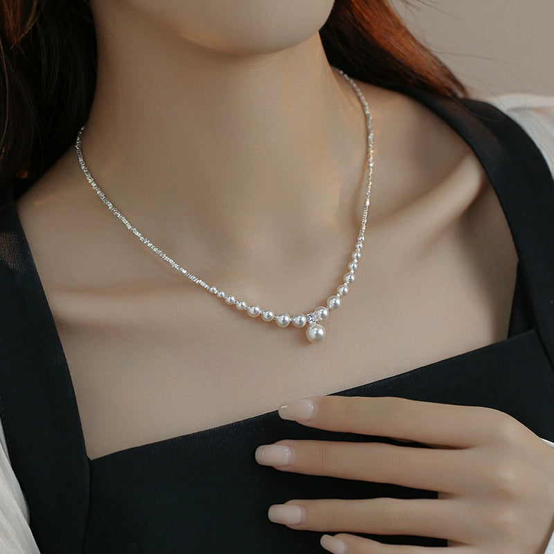 strong light pearl gradual change necklace design 925 silver