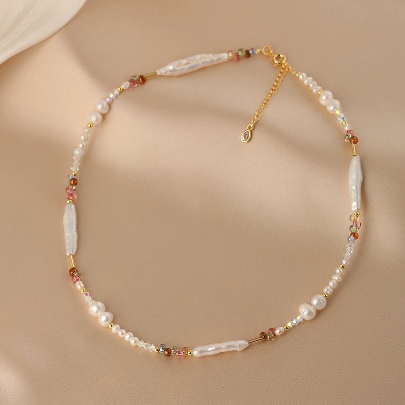 Natural Baroque Pearl Bracelet Necklace Set Colored Necklace