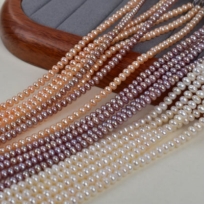 1227 new 4-5mm white powder purple thick flat beads, freshwater pearl loose beads pearl DIY handmade materials