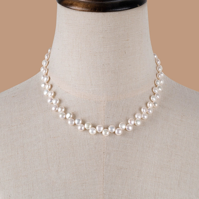 Natural freshwater pearl necklace strong light bread beads Mickey wheat ear collarbone chain women's XL075