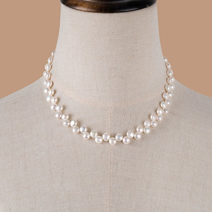 Natural freshwater pearl necklace strong light bread beads Mickey wheat ear collarbone chain women's XL075