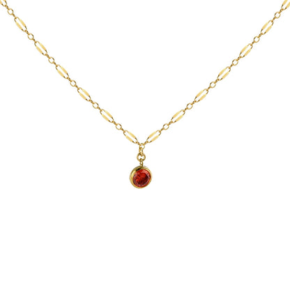 Exquisite White Diamond Pomegranate Red Zircon Pendant Necklace Ladies 14k Gold