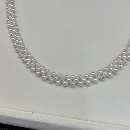 3-4Mm freshwater millet bead braided chain hand-woven three-row positive circle strong light collarbone chain factory direct sales