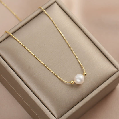 Natural freshwater pearl necklace feminine minimalist temperament collarbone chain single pendant